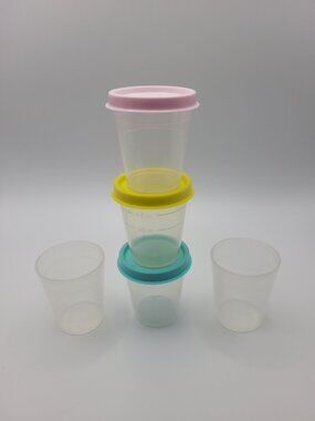 Vtg Tupperware 2oz 5 Midget Mini Containers #101 & 3 Lids Pastel Colors 8pc set